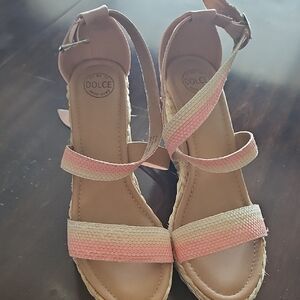 Pink and Cream Women's Sandals
